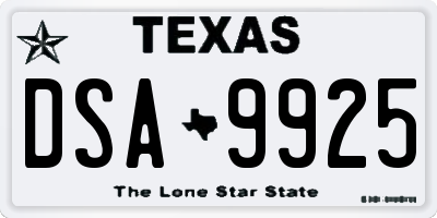 TX license plate DSA9925