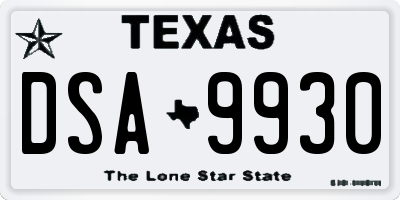 TX license plate DSA9930