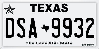 TX license plate DSA9932