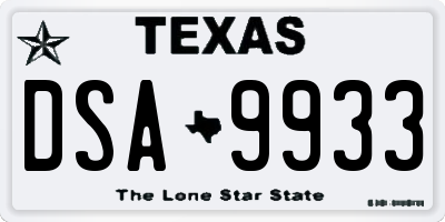 TX license plate DSA9933