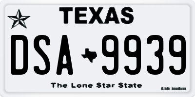 TX license plate DSA9939