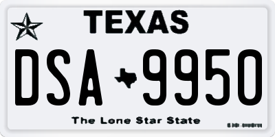 TX license plate DSA9950