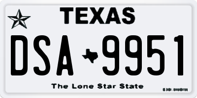 TX license plate DSA9951