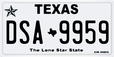 TX license plate DSA9959