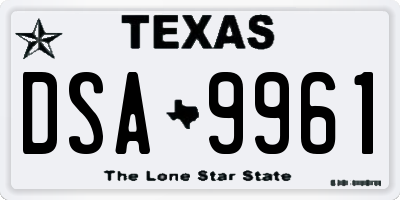 TX license plate DSA9961