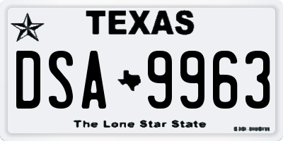 TX license plate DSA9963