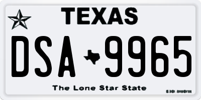 TX license plate DSA9965