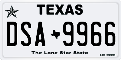 TX license plate DSA9966