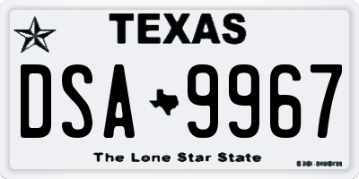 TX license plate DSA9967