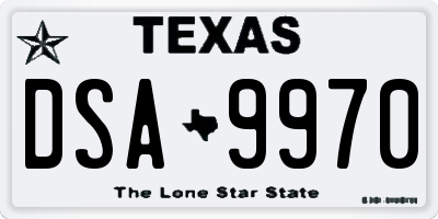 TX license plate DSA9970