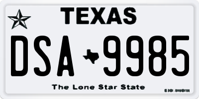 TX license plate DSA9985