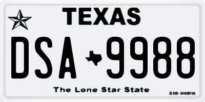 TX license plate DSA9988