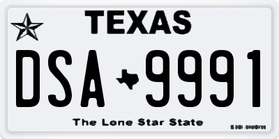 TX license plate DSA9991