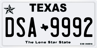 TX license plate DSA9992