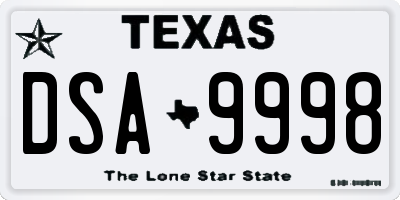 TX license plate DSA9998