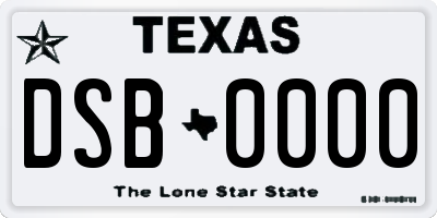 TX license plate DSB0000