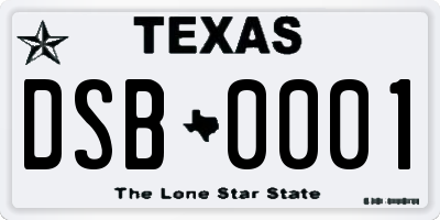 TX license plate DSB0001