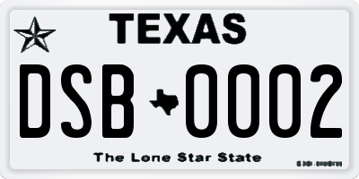 TX license plate DSB0002