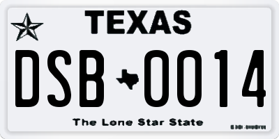 TX license plate DSB0014