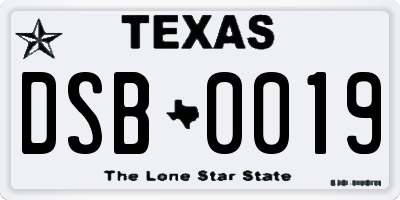 TX license plate DSB0019