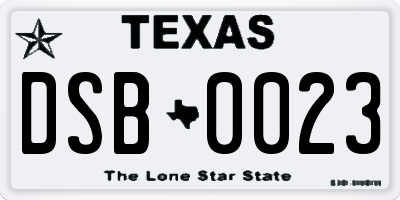 TX license plate DSB0023
