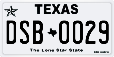 TX license plate DSB0029