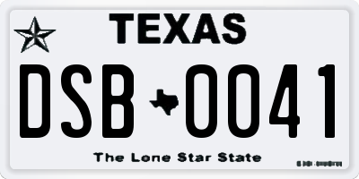 TX license plate DSB0041