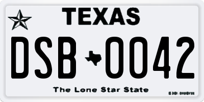 TX license plate DSB0042