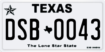 TX license plate DSB0043