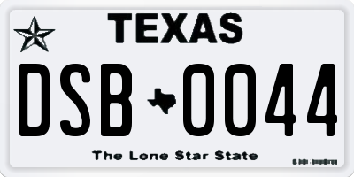 TX license plate DSB0044