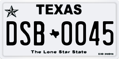 TX license plate DSB0045