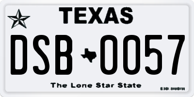 TX license plate DSB0057