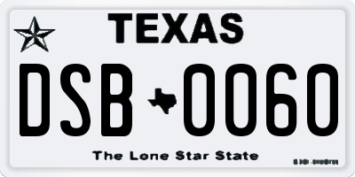 TX license plate DSB0060