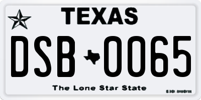 TX license plate DSB0065