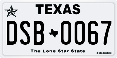 TX license plate DSB0067