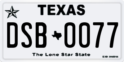 TX license plate DSB0077