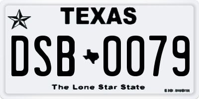 TX license plate DSB0079