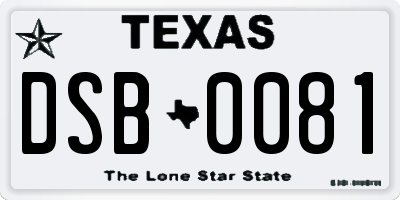 TX license plate DSB0081
