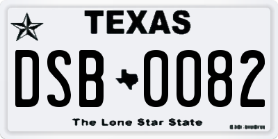 TX license plate DSB0082