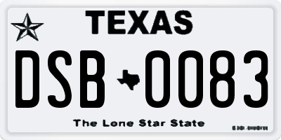 TX license plate DSB0083