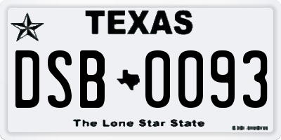 TX license plate DSB0093