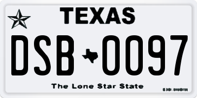 TX license plate DSB0097
