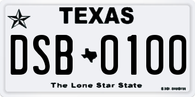 TX license plate DSB0100