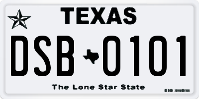 TX license plate DSB0101