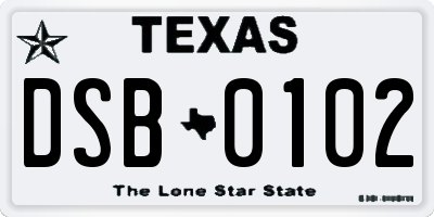 TX license plate DSB0102