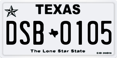 TX license plate DSB0105