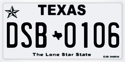 TX license plate DSB0106