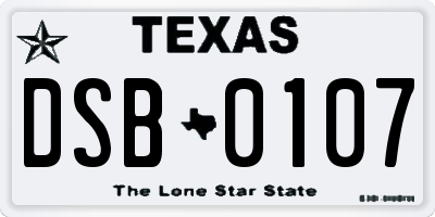 TX license plate DSB0107