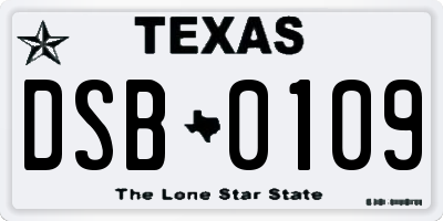 TX license plate DSB0109