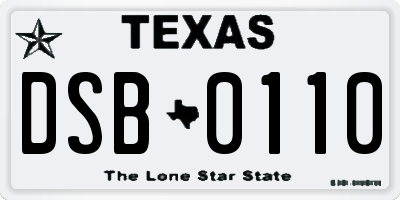 TX license plate DSB0110
